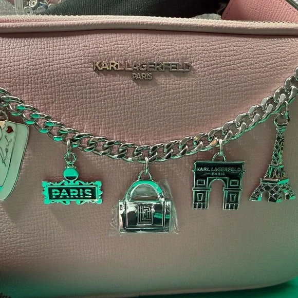 Karl Lagerfeld Light Pink Crossbody Bag with Charms - Picture 3 of 4